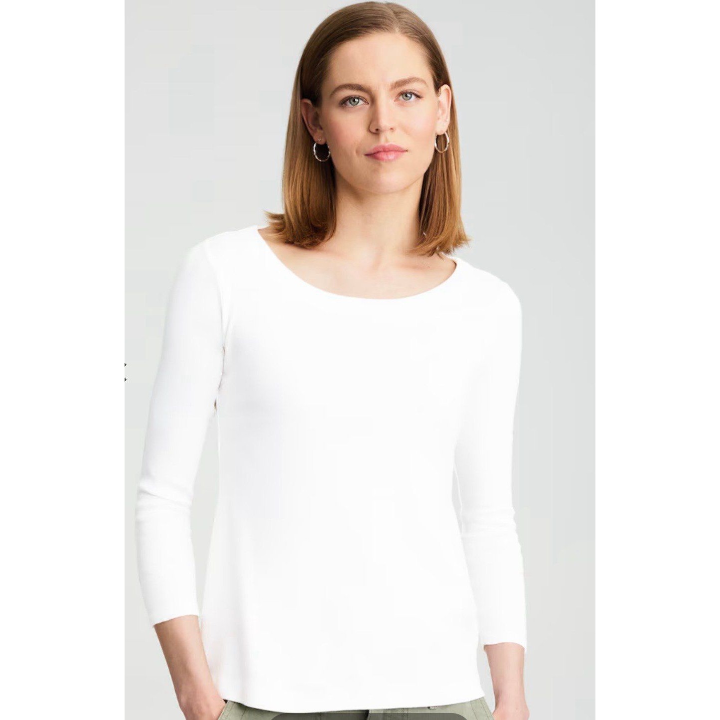 J. Jill Women's 100% Pima Cotton 3/4-Sleeve Scoop-Neck Long Sleeve Tee Top Xs